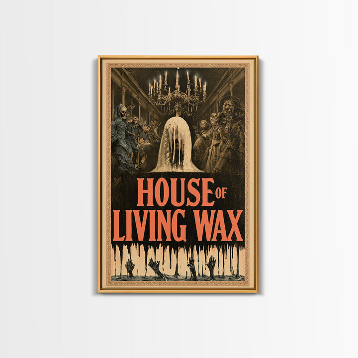House Of Living Wax, English Language Horror Movie Poster, Grotesque Carnival Art, Cult Horror Poster, Framed Canvas Print
