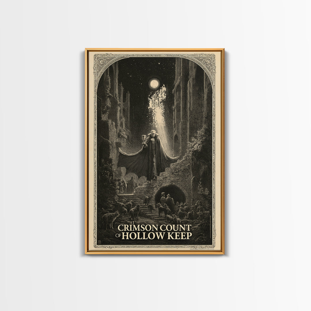 The Crimson Count Of Hollow Keep, English Language Horror Movie Poster, Gothic Engraving Art, Cult Horror Poster, Canvas Print