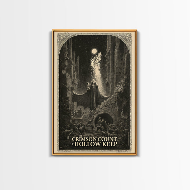 The Crimson Count Of Hollow Keep, English Language Horror Movie Poster, Gothic Engraving Art, Cult Horror Poster, Canvas Print