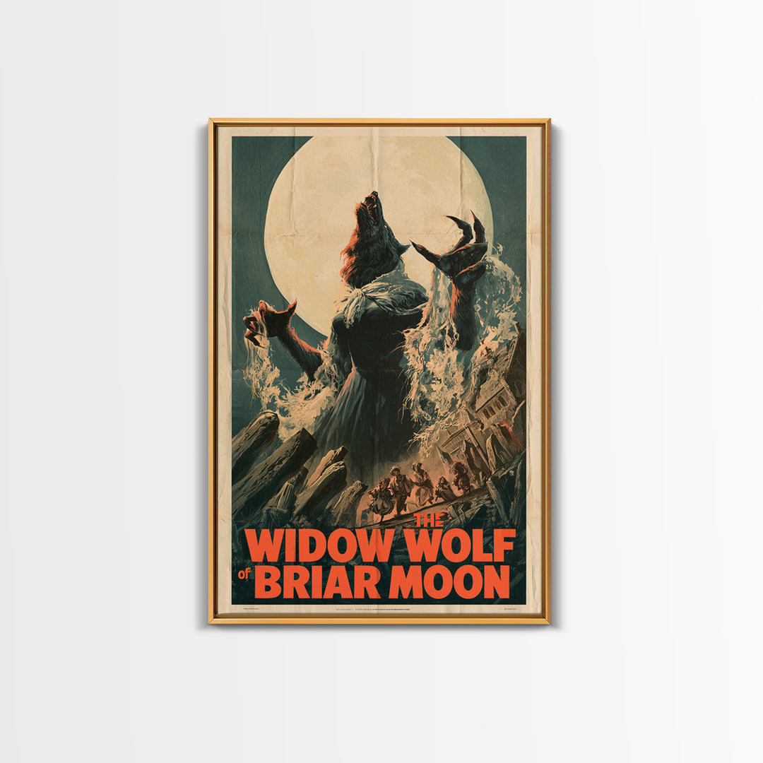 The Widow Wolf Of Briar Moon, English Language Horror Movie Poster, 1970s Horror Art, Retro Horror Movie Art, Framed Canvas Print