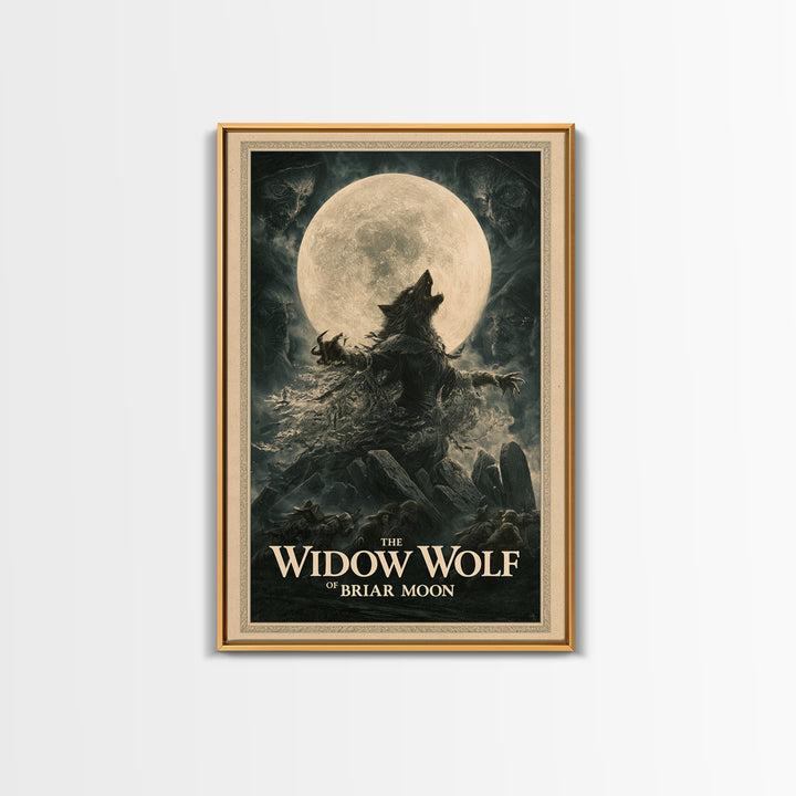The Widow Wolf Of Briar Moon, English Language Horror Movie Poster, Dark Romantic Horror Art, Classic Monster Poster, Framed Canvas Print