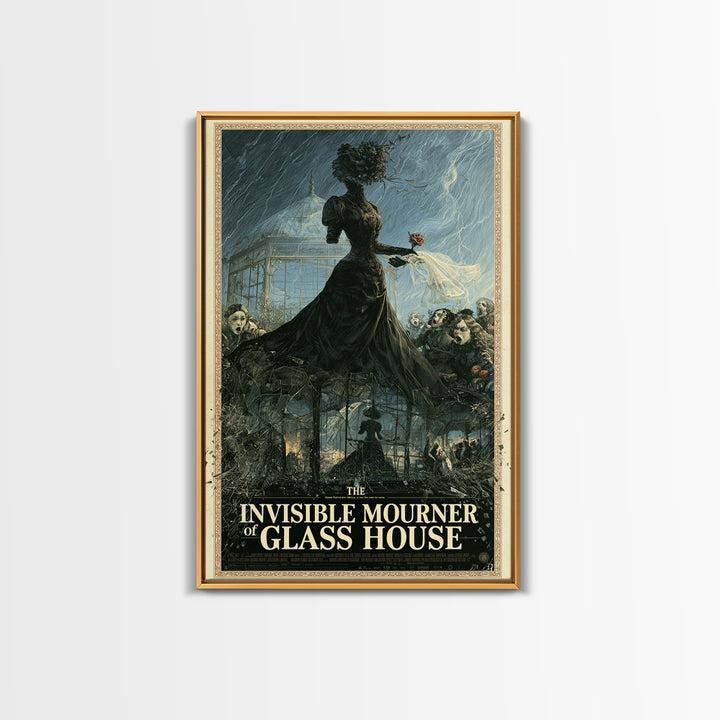 The Invisible Mourner Of Glass House, English Language Horror Movie Poster, Victorian Macabre Art, Classic Monster Poster