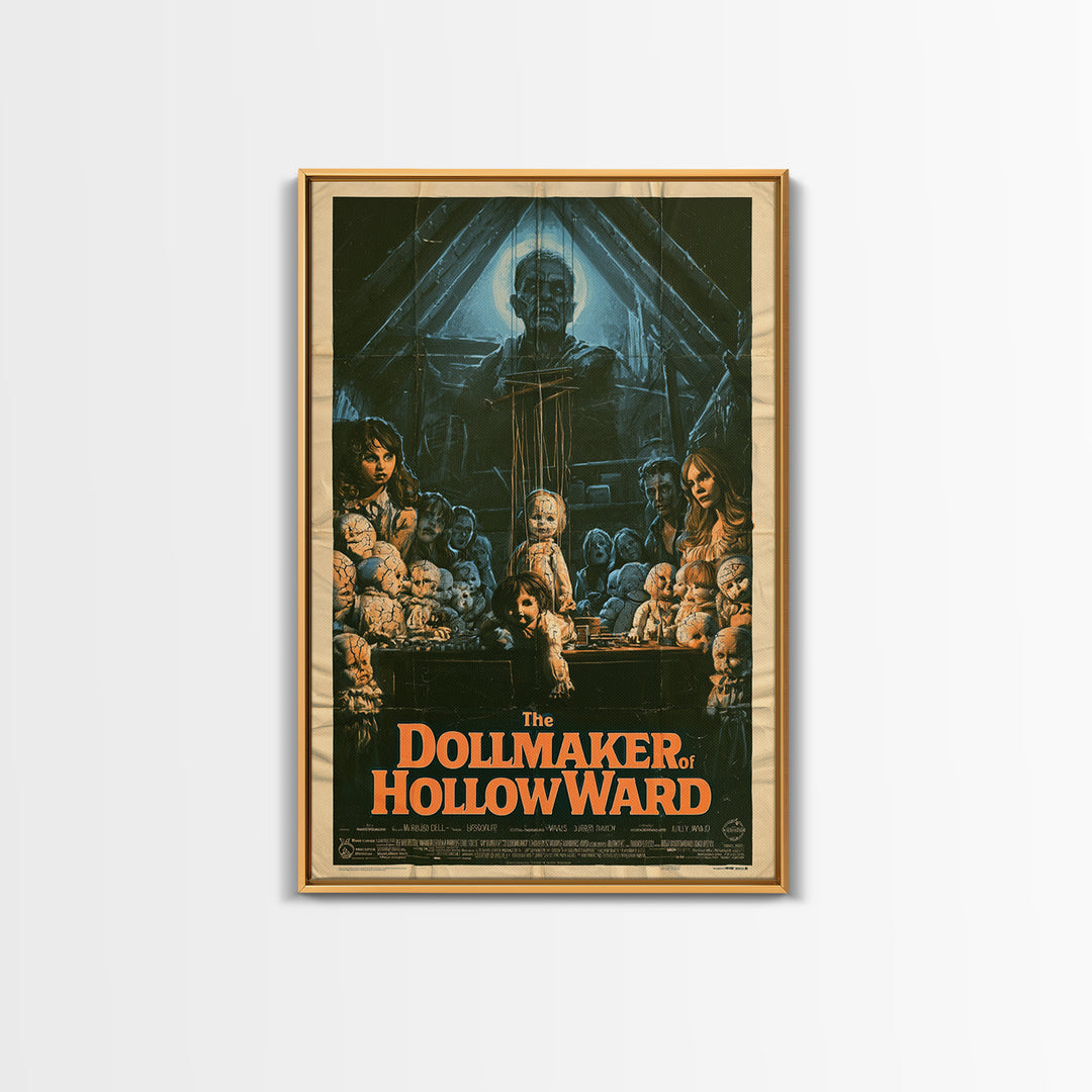 The Dollmaker Of Hollow Ward, English Language Horror Movie Poster, 1970s Horror Art, Retro Horror Movie Art, Canvas Print, Dark Fantasy Art