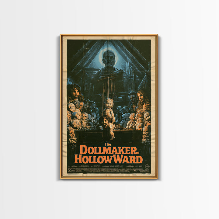 The Dollmaker Of Hollow Ward, English Language Horror Movie Poster, 1970s Horror Art, Retro Horror Movie Art, Canvas Print, Dark Fantasy Art
