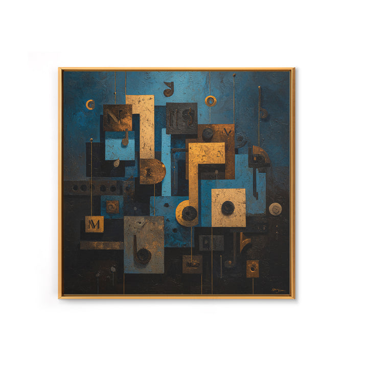 Musical Notes as Abstract Floating Shapes Without Framed Canvas Print, Music Studio Art, Music, Studio Decor, Fine Art, Rhythm, MSA-1x1-12