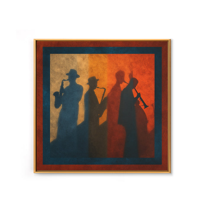 Jazz Quartet Silhouettes Canvas Print, Music Studio Art, Music Posters, Studio Decor, Oil Painting, Rhythm, Music Lover, MSA-1x1-22