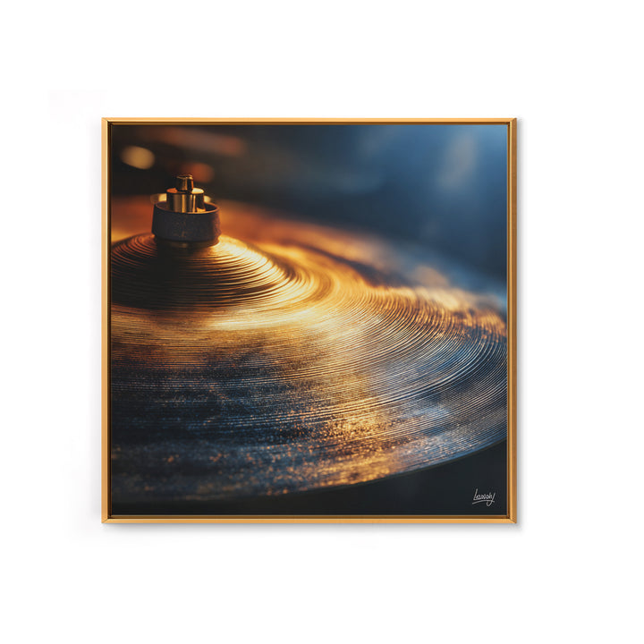 Gold Cymbal Closeup Framed Canvas Print, Music Studio Art, Wall Decor, Studio Decor, Fine Art, Rhythm, Wall Art Printable, MSA-1x1-48