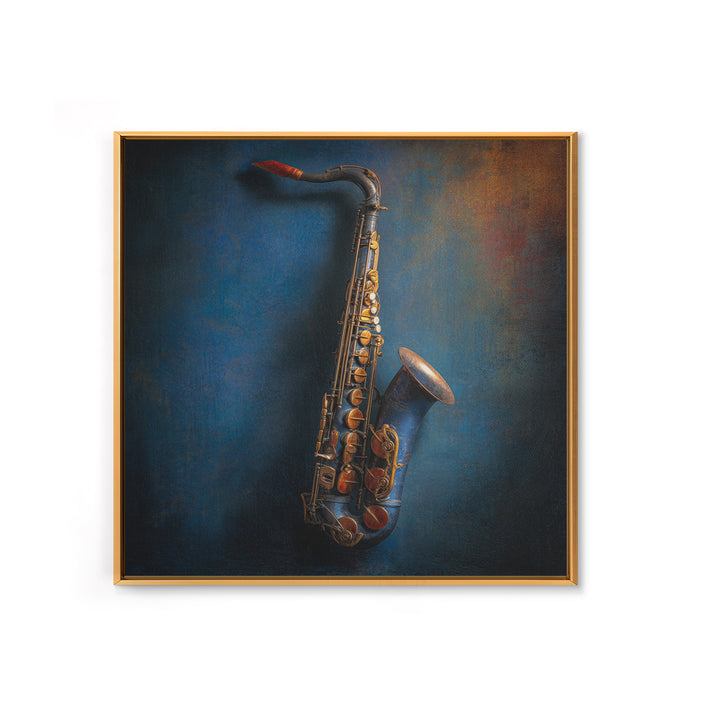 Jazz Saxophone with Smoky Blue Background Canvas Print, Music Studio Art, Personalized Art, Studio Decor, Fine Art, Rhythm, MSA-1x1-50