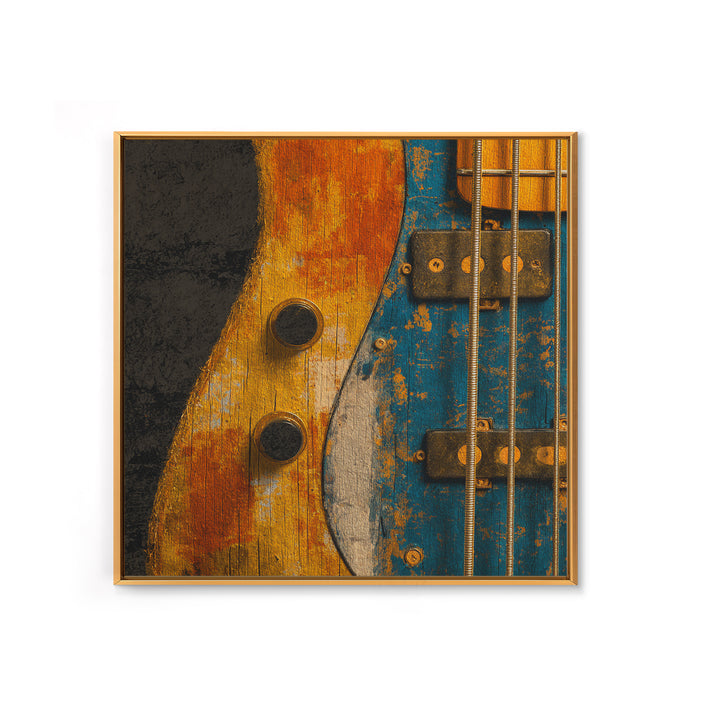 Bass Guitar Closeup Framed Canvas Print, Music Studio Art, Music Lover, Studio Decor, Oil Painting, Rhythm, Minimalist Decor, MSA-1x1-61