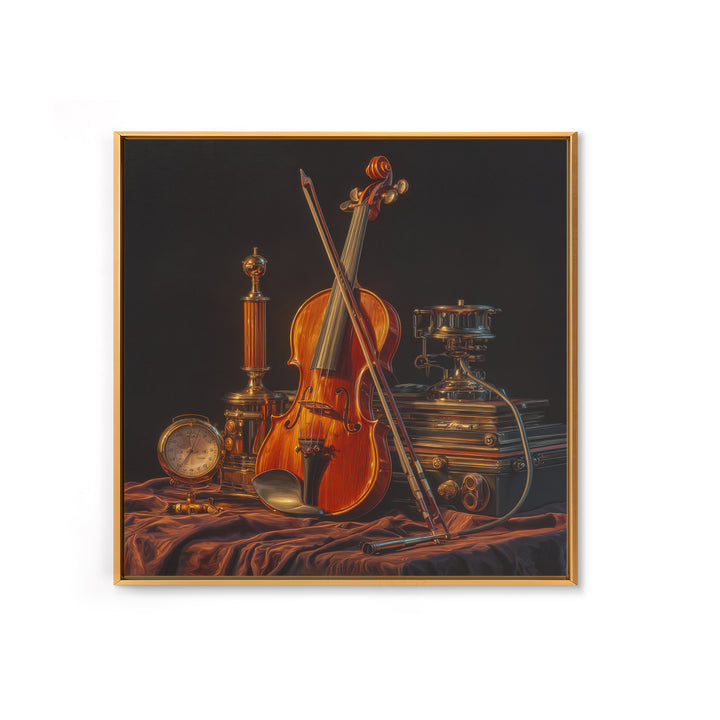 Violin and Bow Framed Canvas Print, Music Studio Art, Music Posters, Studio Decor, Fine Art, Rhythm, Music Lover, Gallery Decor, MSA-1x1-64