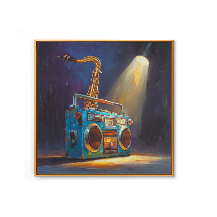 Hip Hop Boombox Framed Canvas Print, Music Studio Art, Gallery Decor, Studio Decor, Fine Art, Rhythm, Contemporary Art, MSA-1x1-65