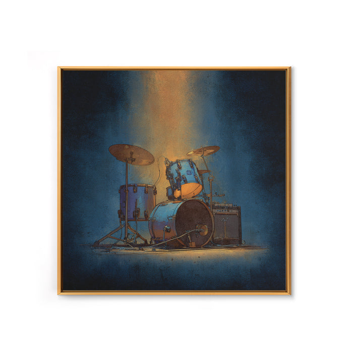 Drum Kit Silhouette Framed Canvas Print, Music Studio Art, Gallery Decor, Studio Decor, Fine Art, Rhythm, Contemporary Art, MSA-1x1-78