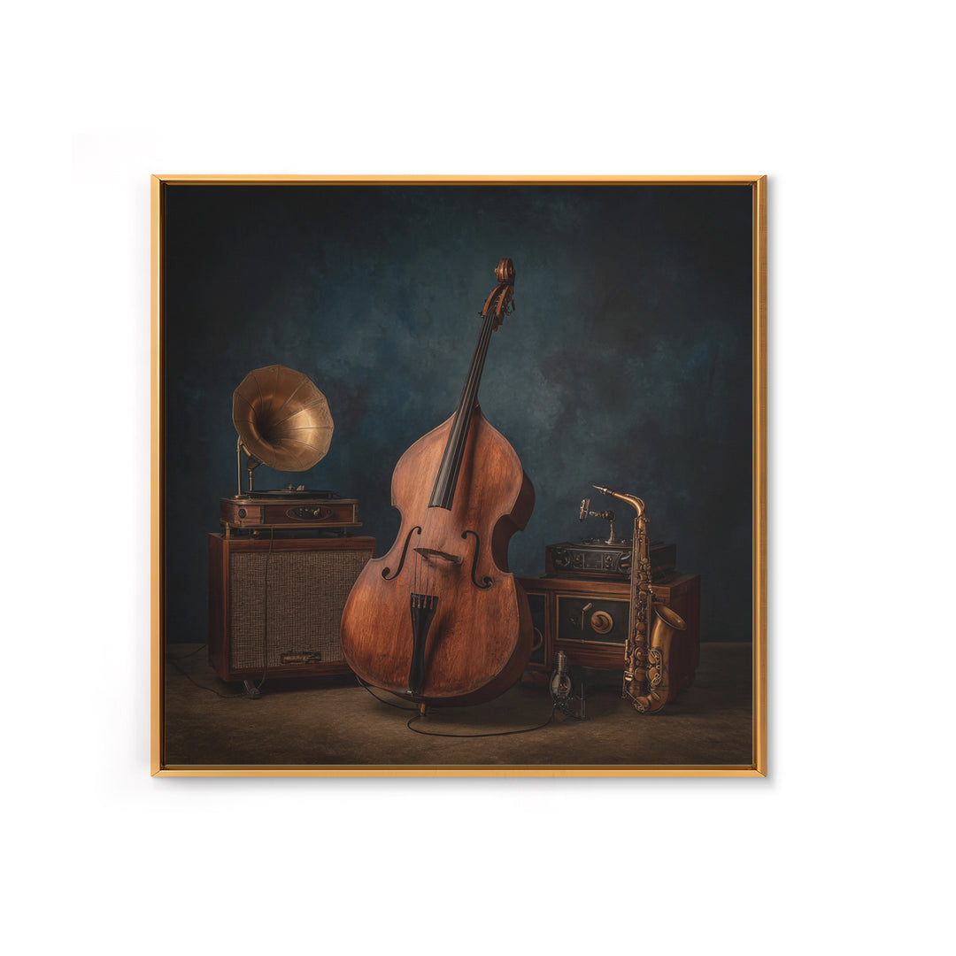 Cello Leaning Against Dark Velvet Backdrop Canvas Print, Music Studio Art, Gifts for Musicians, Studio Decor, Fine Art, Rhythm, MSA-1x1-9
