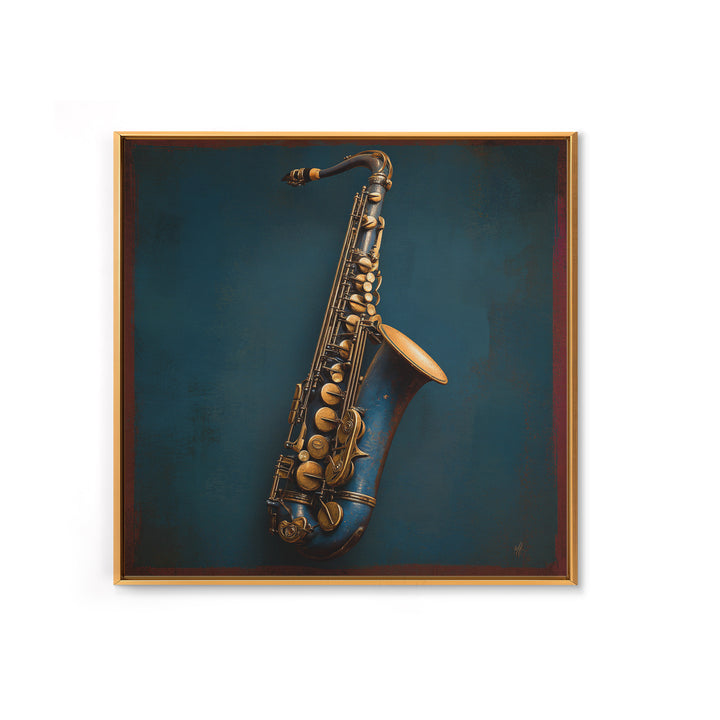 Jazz Saxophone with Smoky Blue Background Canvas Print, Music Studio Art, Boho Decor, Studio Decor, Fine Art, Rhythm, MSA-1x1-98