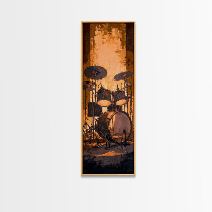 Drum Kit Silhouette Canvas Print, Music Studio Art, Music Gift, Studio Decor, Fine Art, Rhythm, Room Decor, Textured Painting, MSA-1x3-18