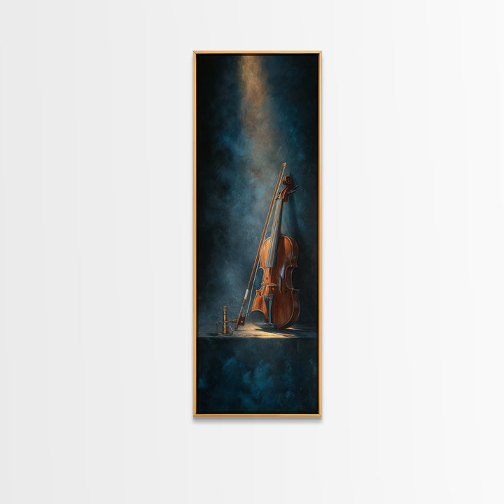 Violin and Bow Canvas Print, Music Studio Art, Room Decor, Studio Decor, Fine Art, Rhythm, Printable Art, Custom Painting, MSA-1x3-28