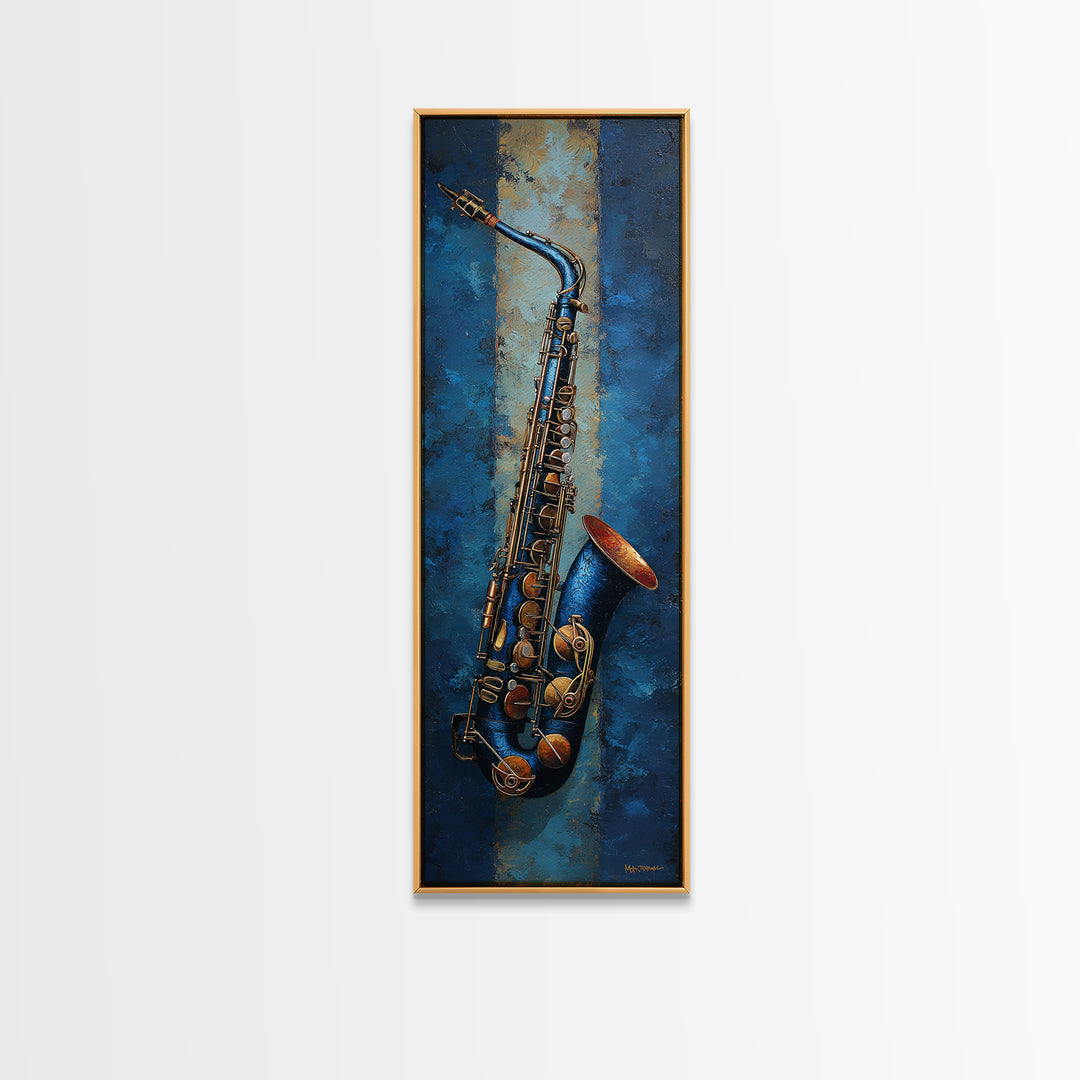 Jazz Saxophone with Smoky Blue Background Canvas Print, Music Studio Art, Teen Room Decor, Studio Decor, Fine Art, Rhythm, MSA-1x3-38