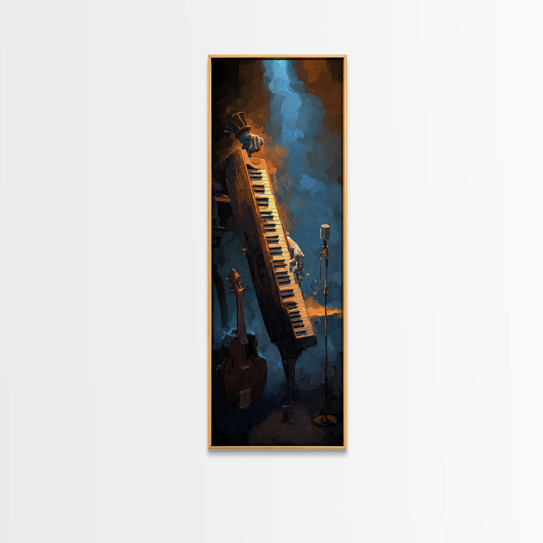 Piano Keys with Hands in Cinematic Shadow Canvas Print, Music Studio Art, Watercolor Print, Studio Decor, Fine Art, Rhythm, MSA-1x3-41