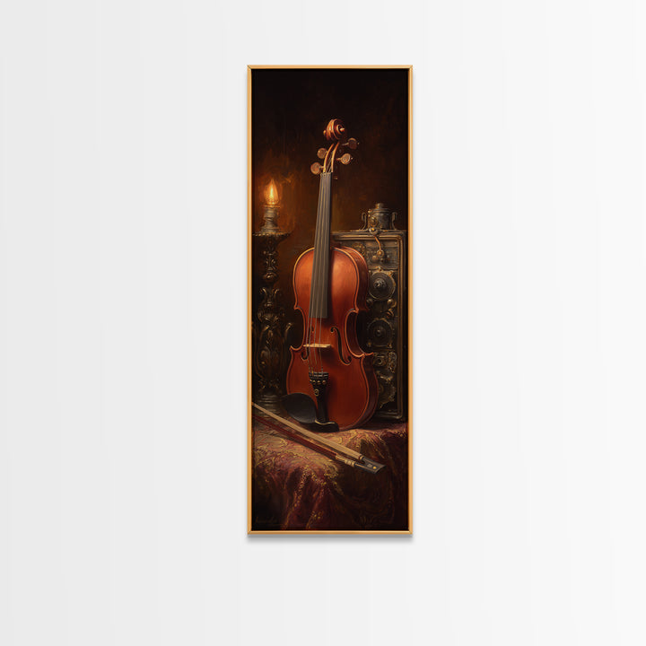 Violin and Bow Framed Canvas Print, Music Studio Art, Home Decor, Studio Decor, Rhythm, Music Wall Art, Wall Art Printable, MSA-1x3-52