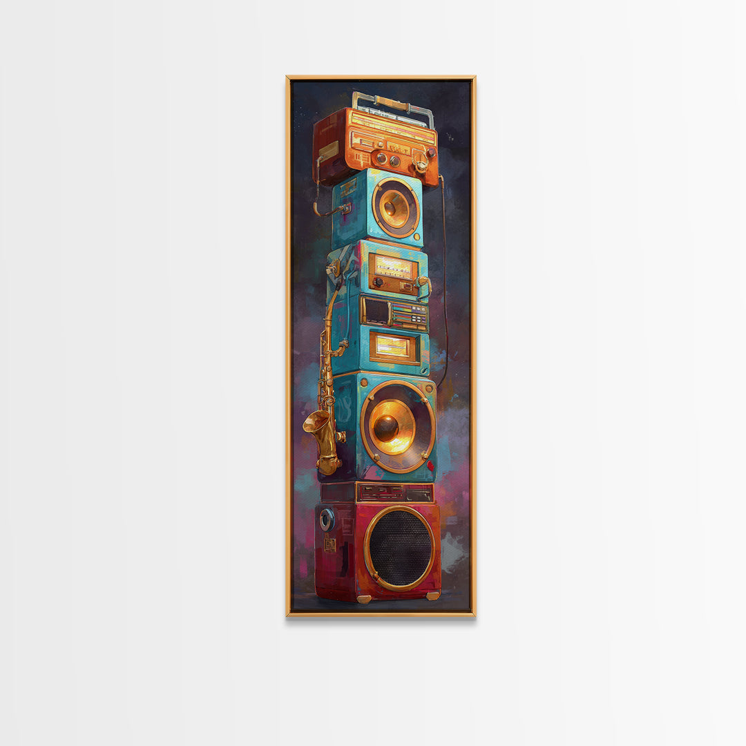 Hip Hop Boombox Framed Canvas Print, Music Studio Art, Modern Decor, Studio Decor, Fine Art, Rhythm, Home Decor, Wall Decor, MSA-1x3-53