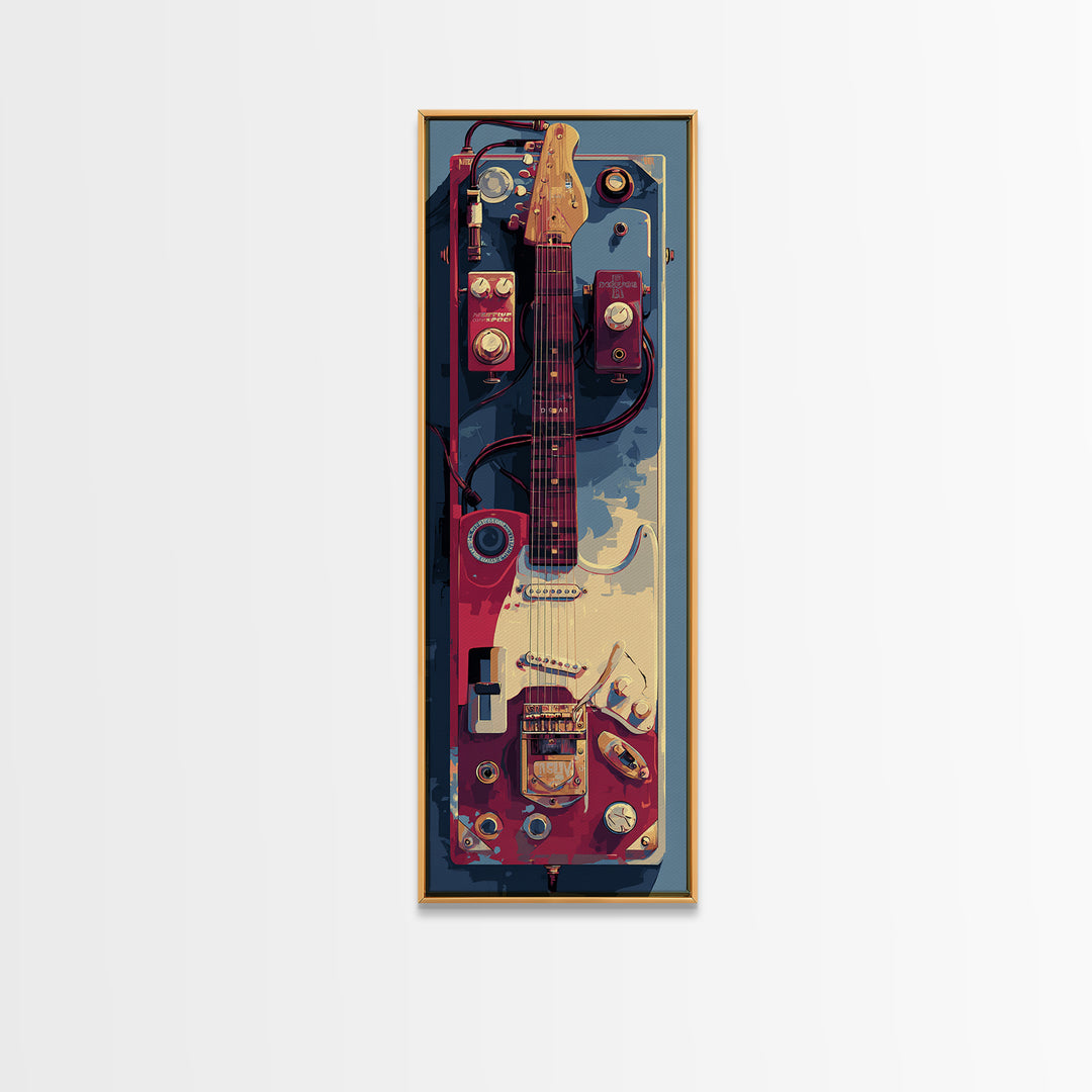 Electric Guitar Pedals and Cables Graphic Art Canvas Print, Music Studio Art, Fine Art Print, Studio Decor, Abstract Art, MSA-1x3-57