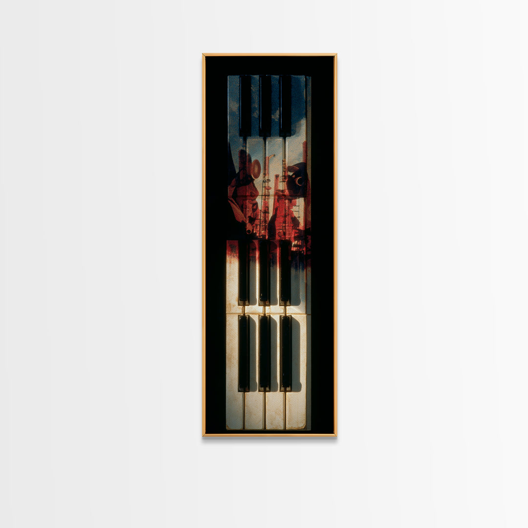 Piano Keys with Hands in Cinematic Shadow Canvas Print, Music Studio Art, Music Art, Studio Decor, Rhythm, Modern Decor, MSA-1x3-89