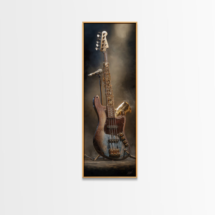 Bass Guitar Closeup Canvas Print, Music Studio Art, Music Lover Gift, Studio Decor, Oil Painting, Rhythm, Textured Painting, MSA-1x3-97