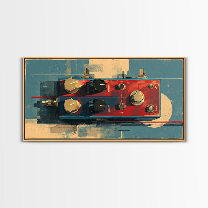 Electric Guitar Pedals and Cables Graphic Art Canvas Print, Music Studio Art, Contemporary Art, Studio Decor, Fine Art, Rhythm, MSA-2x1-41