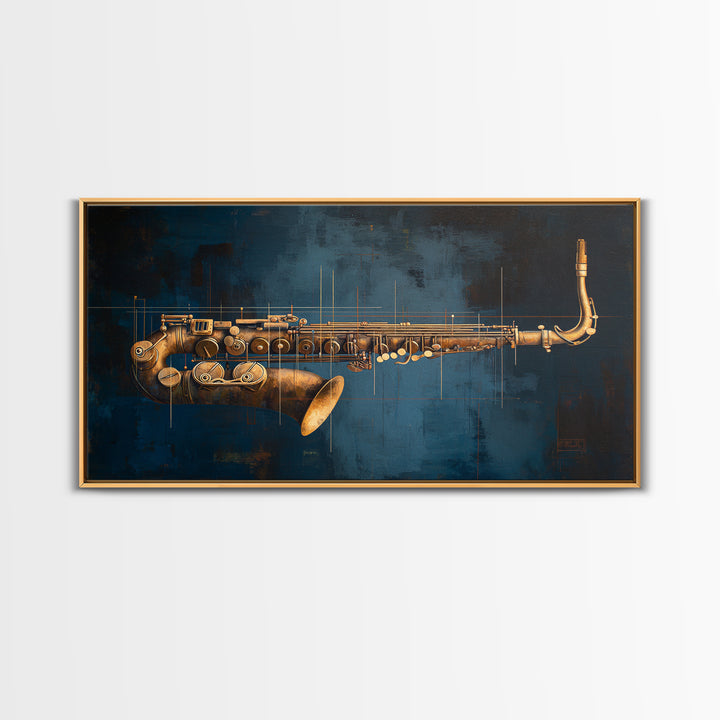Abstract Rhythm Lines Like Painted Music Framed Canvas Print, Music Studio Art, Metal Wall Art, Studio Decor, Fine Art, Rhythm, MSA-2x1-43
