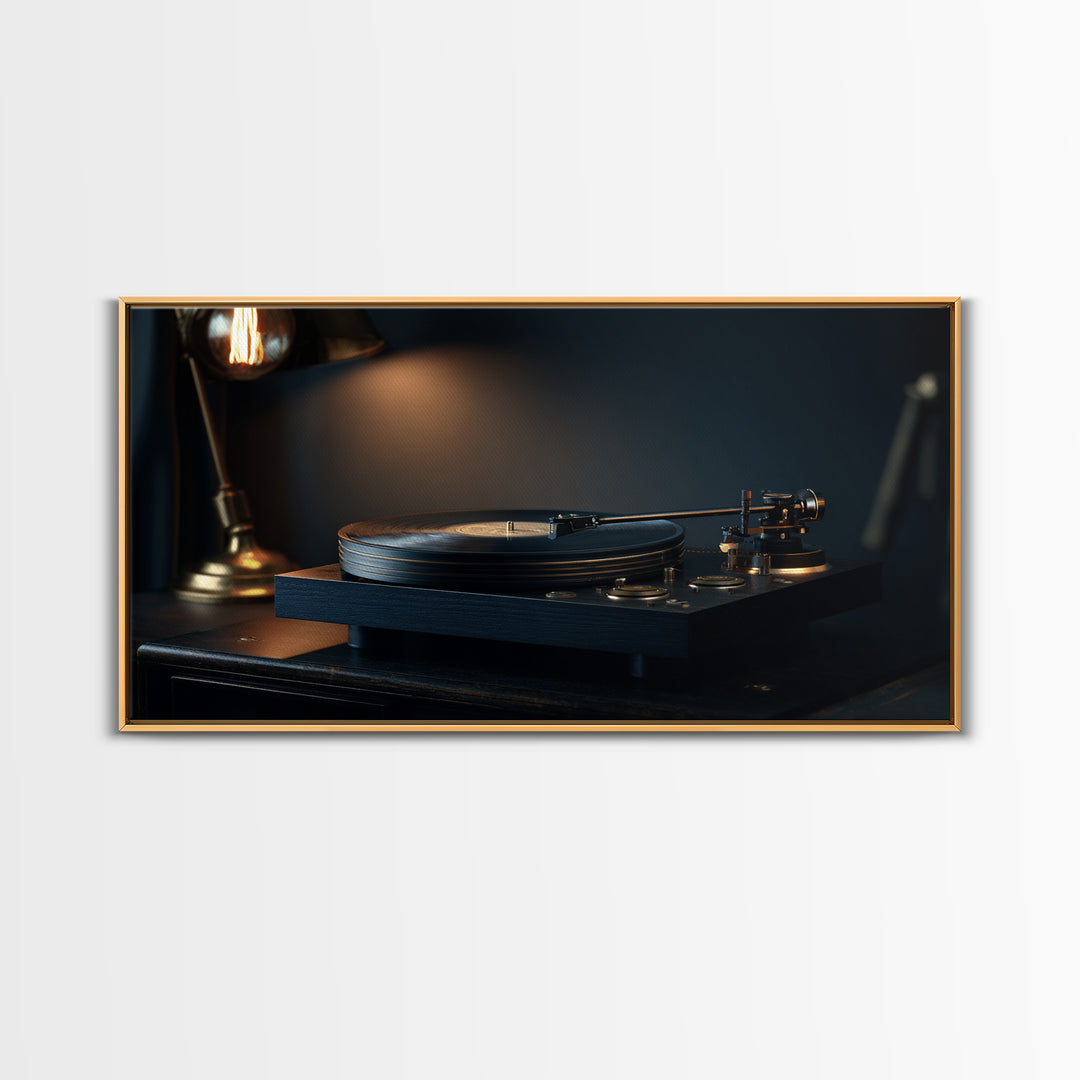 Vinyl Record and Turntable Still Life Canvas Print, Music Studio Art, Music Poster, Studio Decor, Oil Painting, Rhythm, MSA-2x1-47