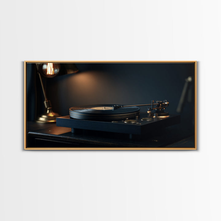 Vinyl Record and Turntable Still Life Canvas Print, Music Studio Art, Music Poster, Studio Decor, Oil Painting, Rhythm, MSA-2x1-47