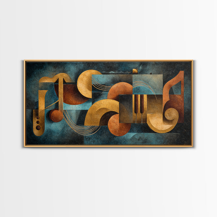 Musical Notes as Abstract Floating Shapes Without Canvas Print, Music Studio Art, Metal Wall Art, Studio Decor, Rhythm, MSA-2x1-56