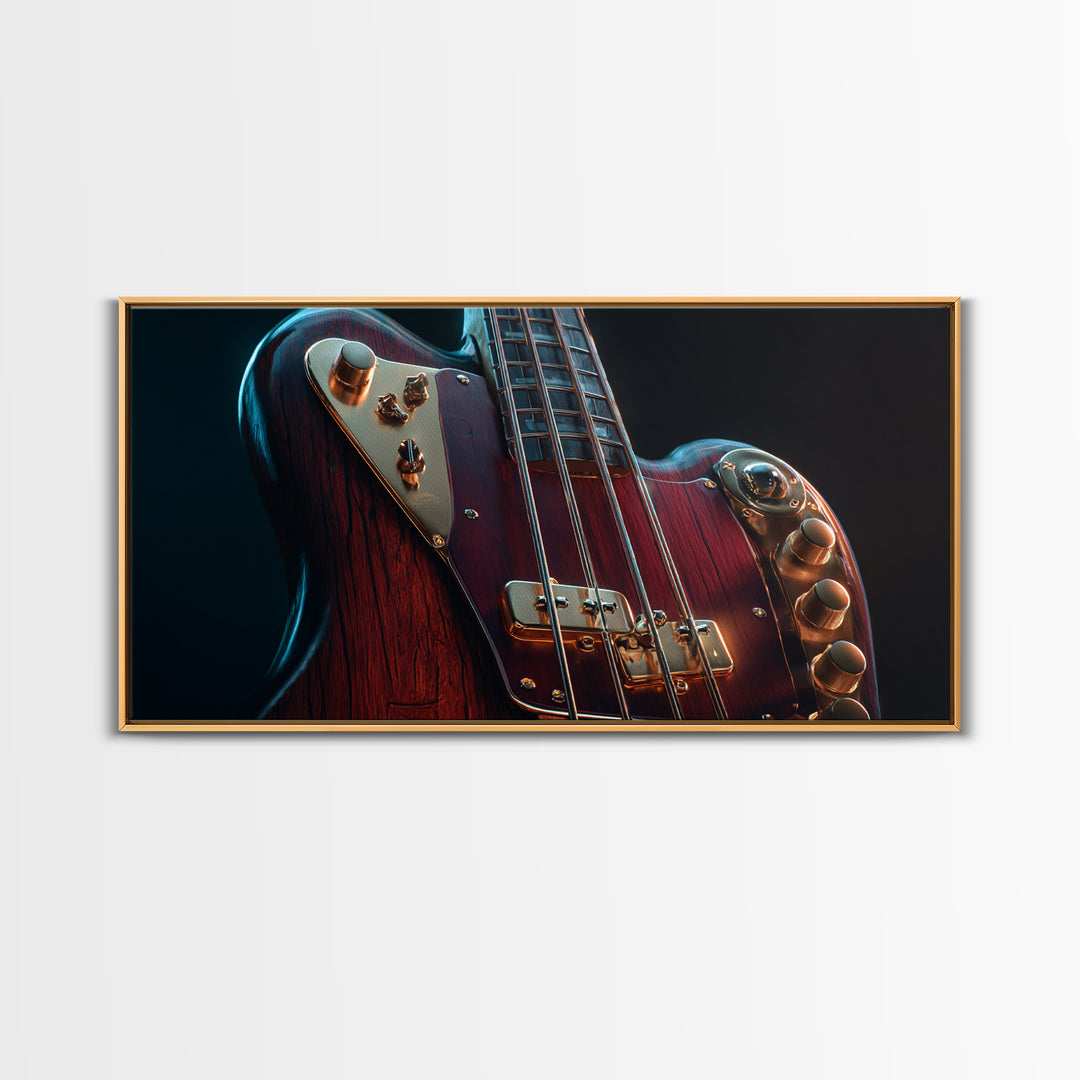 Bass Guitar Closeup Canvas Print, Music Studio Art, Music, Studio Decor, Rhythm, Digital Download Art, Painting from Photo, MSA-2x1-57