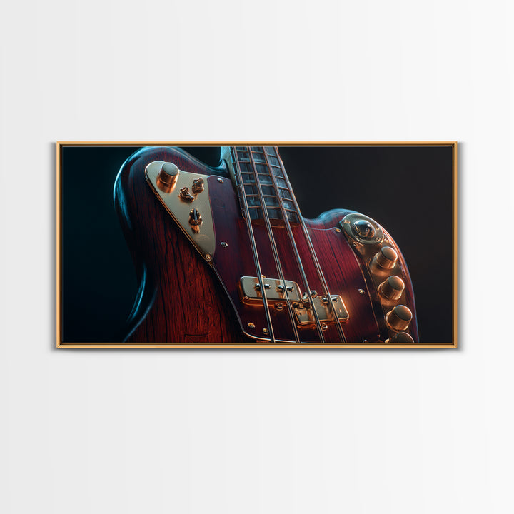 Bass Guitar Closeup Canvas Print, Music Studio Art, Music, Studio Decor, Rhythm, Digital Download Art, Painting from Photo, MSA-2x1-57