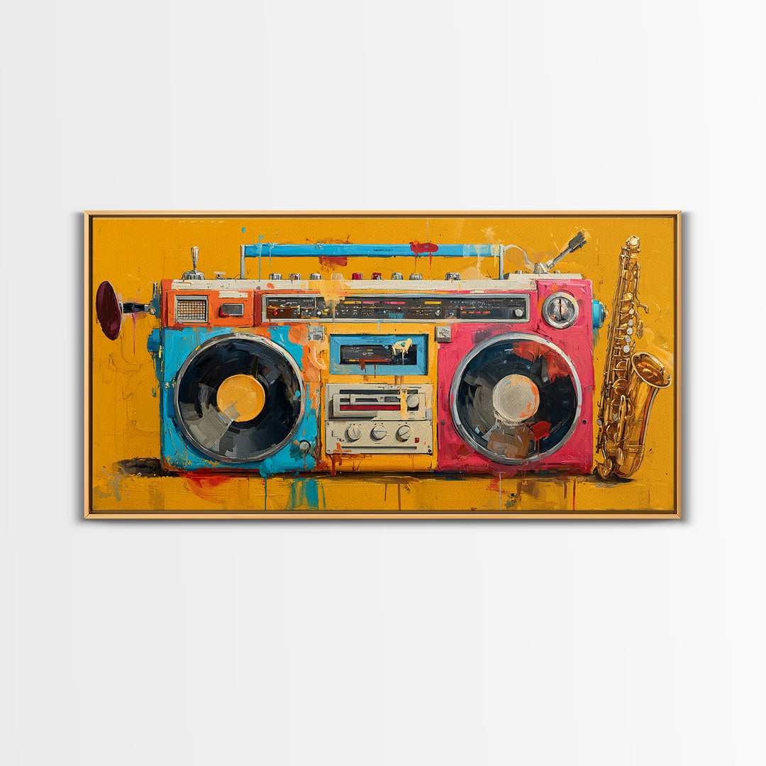 Hip Hop Boombox Canvas Print, Music Studio Art, Printable Wall Art, Studio Decor, Fine Art, Rhythm, Painting from Photo, MSA-2x1-61