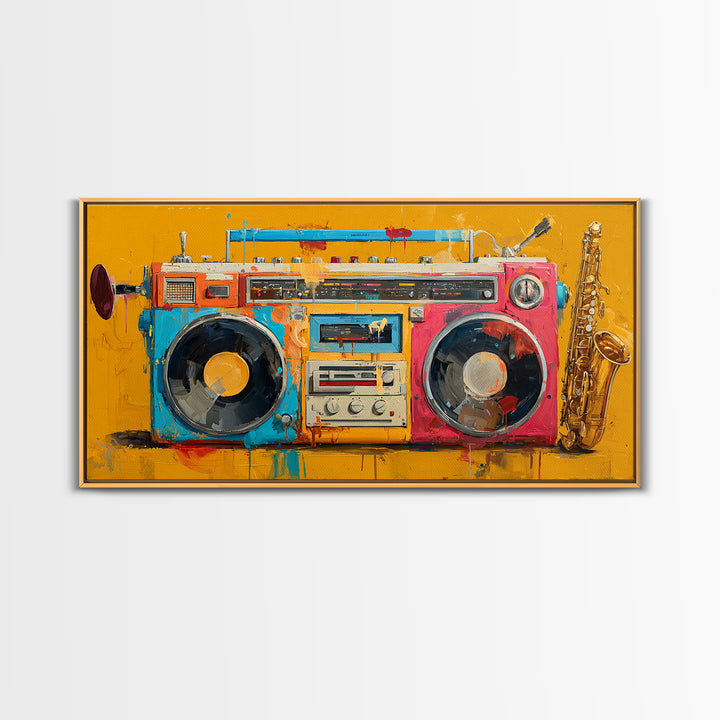 Hip Hop Boombox Canvas Print, Music Studio Art, Printable Wall Art, Studio Decor, Fine Art, Rhythm, Painting from Photo, MSA-2x1-61