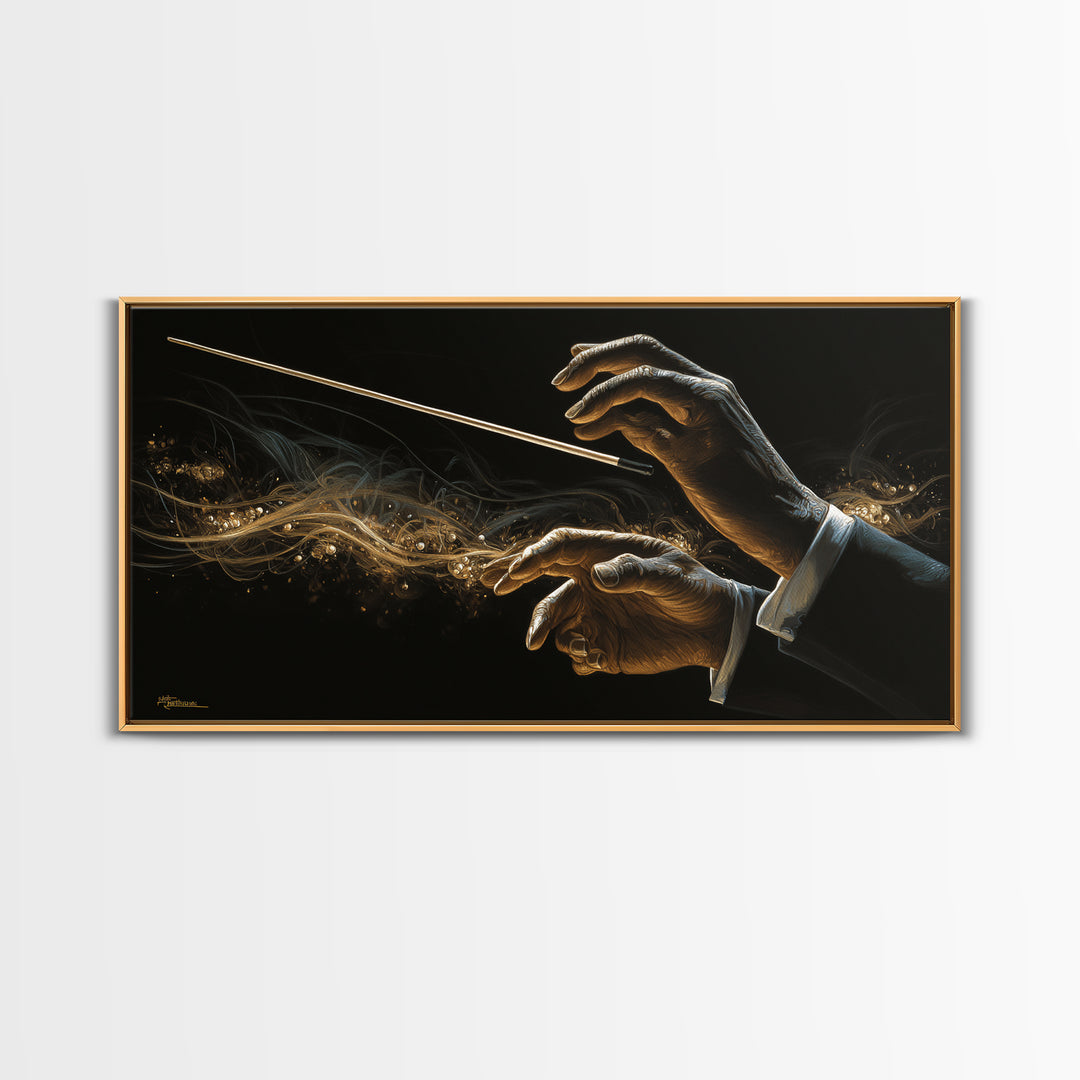 Orchestra Conductor Hands Canvas Print, Music Studio Art, Digital Wall Art, Studio Decor, Fine Art, Rhythm, Commission Painting, MSA-2x1-64
