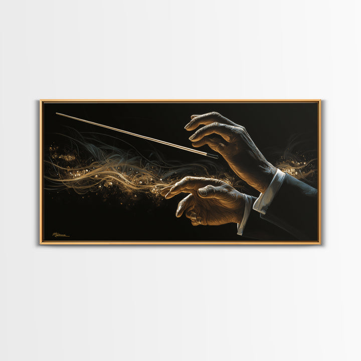 Orchestra Conductor Hands Canvas Print, Music Studio Art, Digital Wall Art, Studio Decor, Fine Art, Rhythm, Commission Painting, MSA-2x1-64