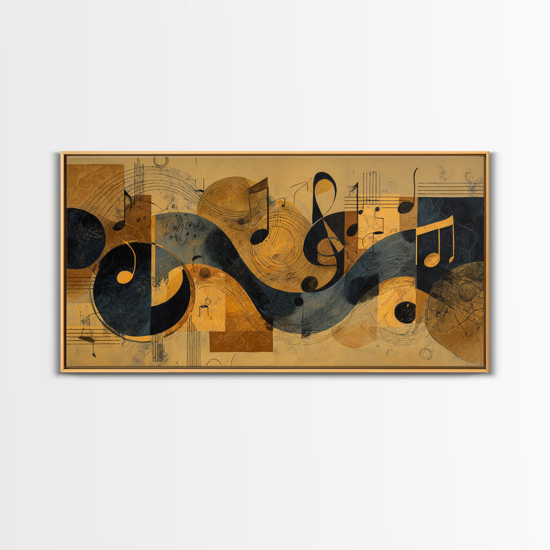 Musical Notes as Abstract Floating Shapes Without Canvas Print, Music Studio Art, Luxury Decor, Studio Decor, Rhythm, MSA-2x1-8