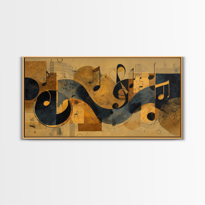 Musical Notes as Abstract Floating Shapes Without Canvas Print, Music Studio Art, Luxury Decor, Studio Decor, Rhythm, MSA-2x1-8
