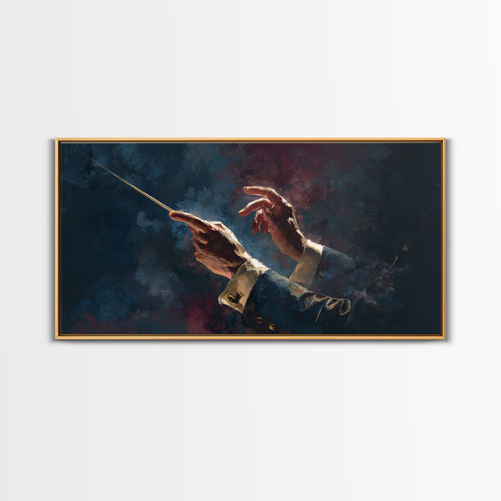 Orchestra Conductor Hands Framed Canvas Print, Music Studio Art, Trendy Wall Art, Studio Decor, Rhythm, Paul Mccartney, MSA-2x1-88
