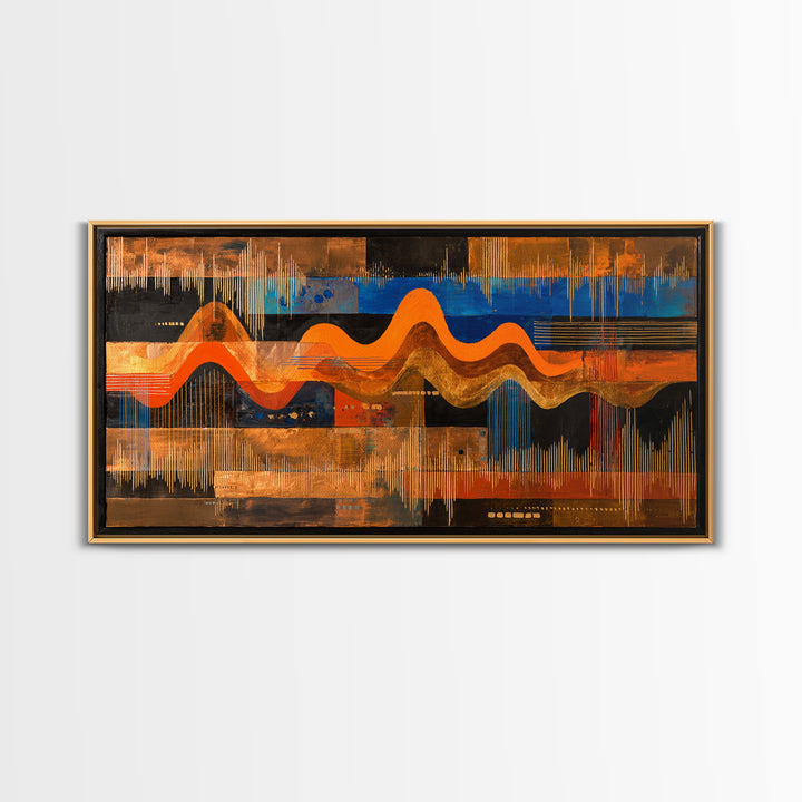Abstract Sound Wave Framed Canvas Print, Music Studio Art, Music Art, Studio Decor, Rhythm, Modern Decor, Fine Art Print, MSA-2x1-96