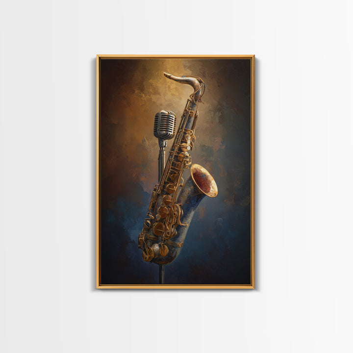Microphone Portrait with Golden Spotlight Canvas Print, Music Studio Art, Gallery Decor, Studio Decor, Fine Art, Rhythm, MSA-2x3-15