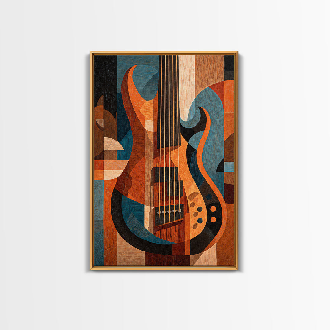 Bass Guitar Closeup Framed Canvas Print, Music Studio Art, Contemporary Art, Studio Decor, Oil Painting, Rhythm, Music Poster, MSA-2x3-21