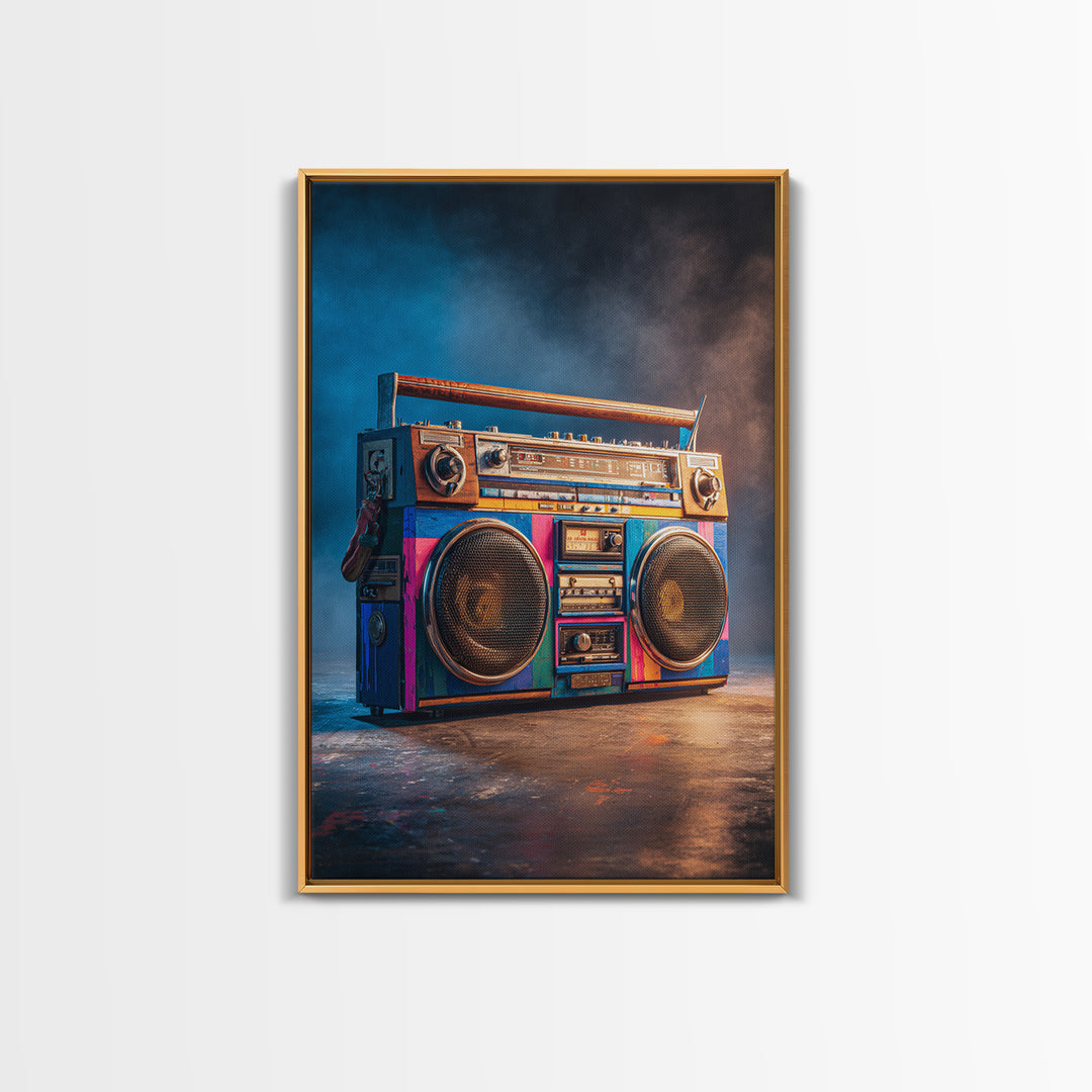 Hip Hop Boombox Framed Canvas Print, Music Studio Art, Wall Art, Studio Decor, Rhythm, Trendy Wall Art, Music Wall Art, MSA-2x3-25