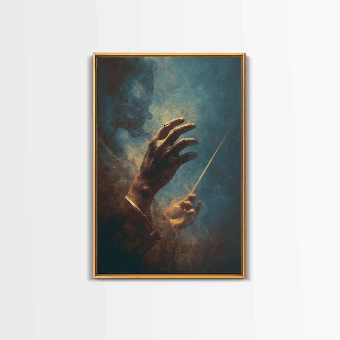 Orchestra Conductor Hands Framed Canvas Print, Music Studio Art, Music Wall Art, Studio Decor, Rhythm, Teen Room Decor, MSA-2x3-28