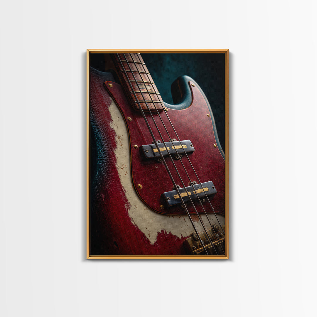 Bass Guitar Closeup Canvas Print, Music Studio Art, Metal Wall Art, Studio Decor, Rhythm, Music Posters, Watercolor Print, MSA-2x3-45