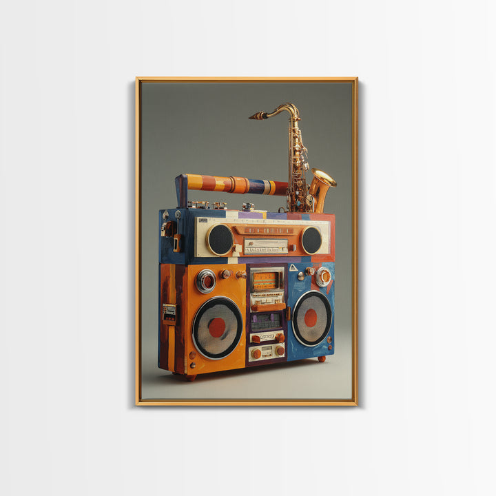 Hip Hop Boombox Canvas Print, Music Studio Art, Art Commission, Studio Decor, Rhythm, Watercolor Print, Commission Painting, MSA-2x3-49