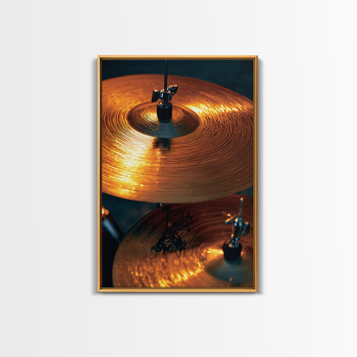 Gold Cymbal Closeup Framed Canvas Print, Music Studio Art, Music Art, Studio Decor, Oil Painting, Rhythm, Modern Decor, MSA-2x3-8