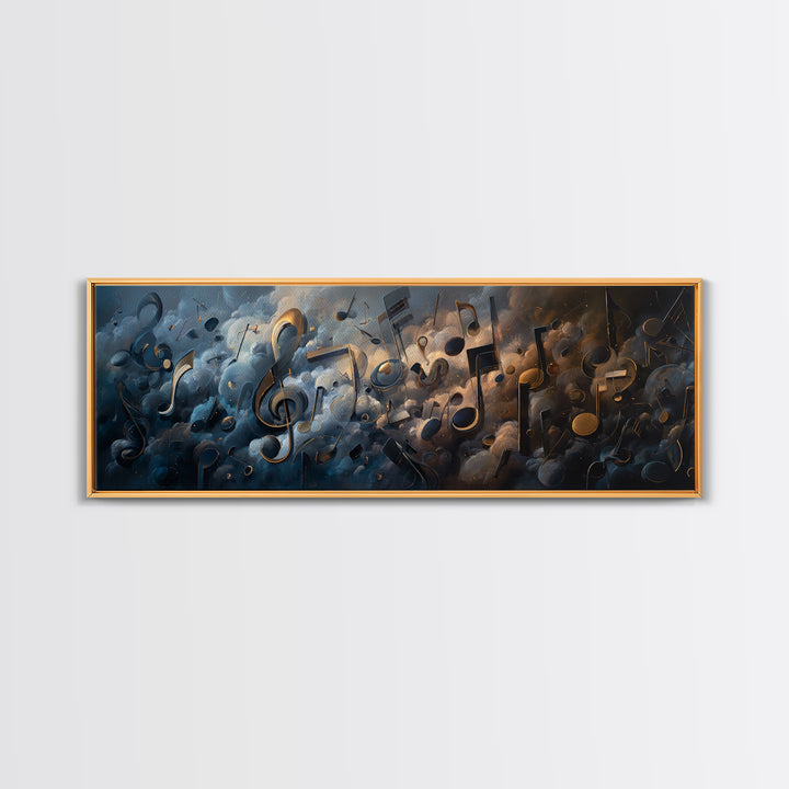 Musical Notes as Abstract Floating Shapes Without Canvas Print, Music Studio Art, Modern Decor, Studio Decor, Fine Art, Rhythm, MSA-3x1-100